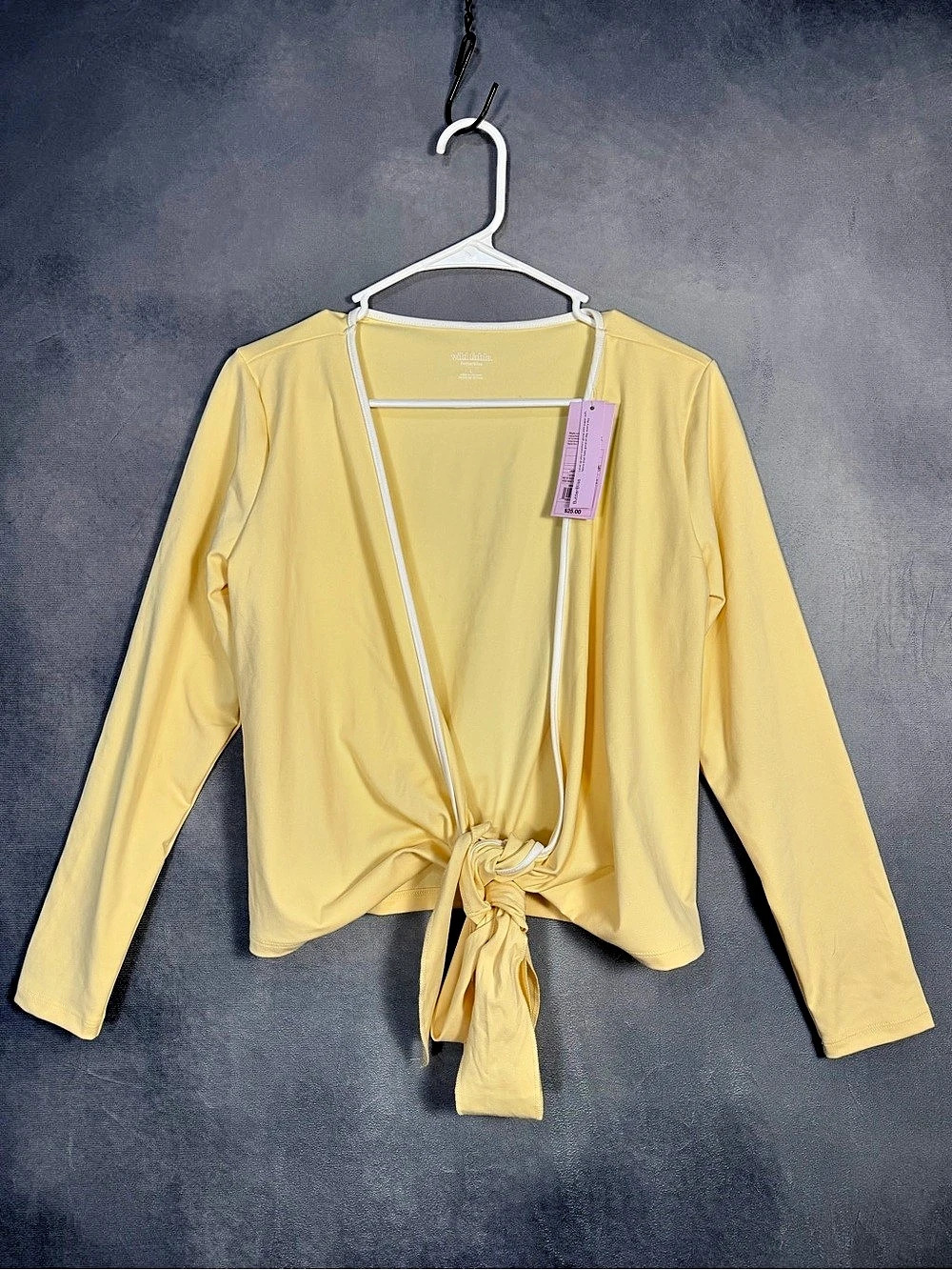 Wild fable  ButterBliss Tie Front Long Sleeve in Butter Yellow Size L